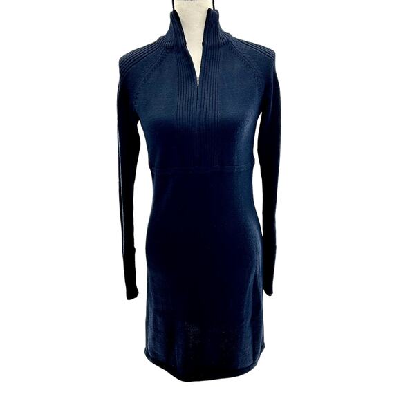 Athleta Olympia Black Long Sleeve Funnel Neck Sweater Dress Med Tall MSRP $138 - Picture 2 of 10